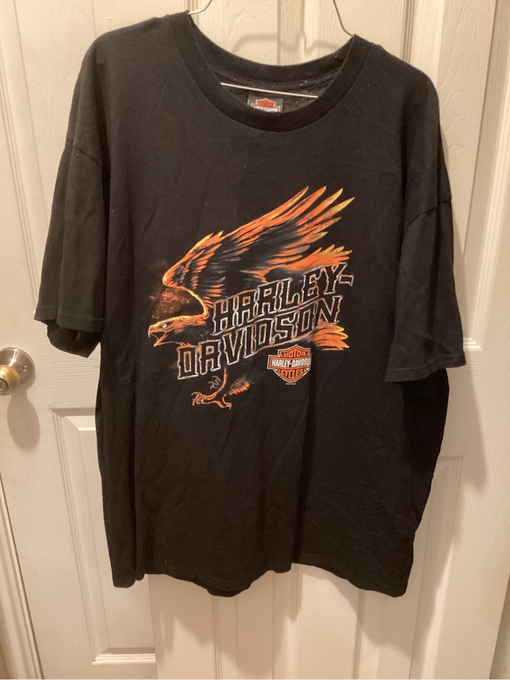 Harley-Davidson Black Short-Sleeve Eagle Graphic Tee with Orange Accents